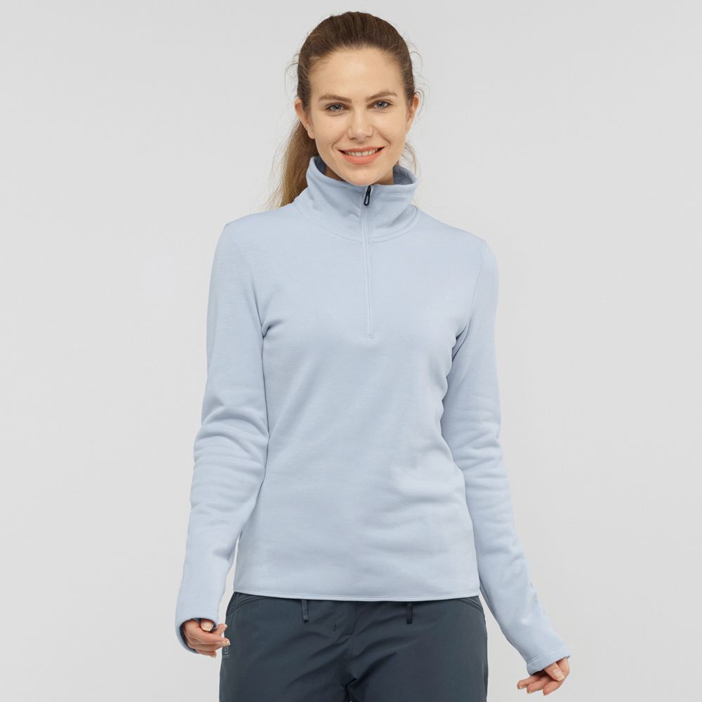 Salomon Israel WARM AMBITION HALF ZIP W - Womens Midlayers - Blue (OSAV-13250)